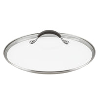 Circulon A1 ScratchDefense™ 12" lid, metal rim, black handle, domed glass.