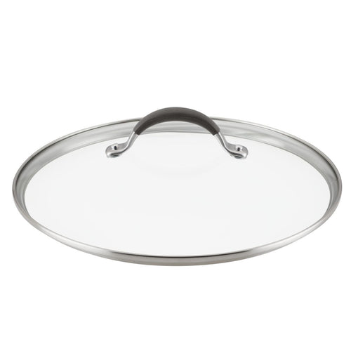 Circulon A1 ScratchDefense™ 12" lid, metal rim, black handle, domed glass.