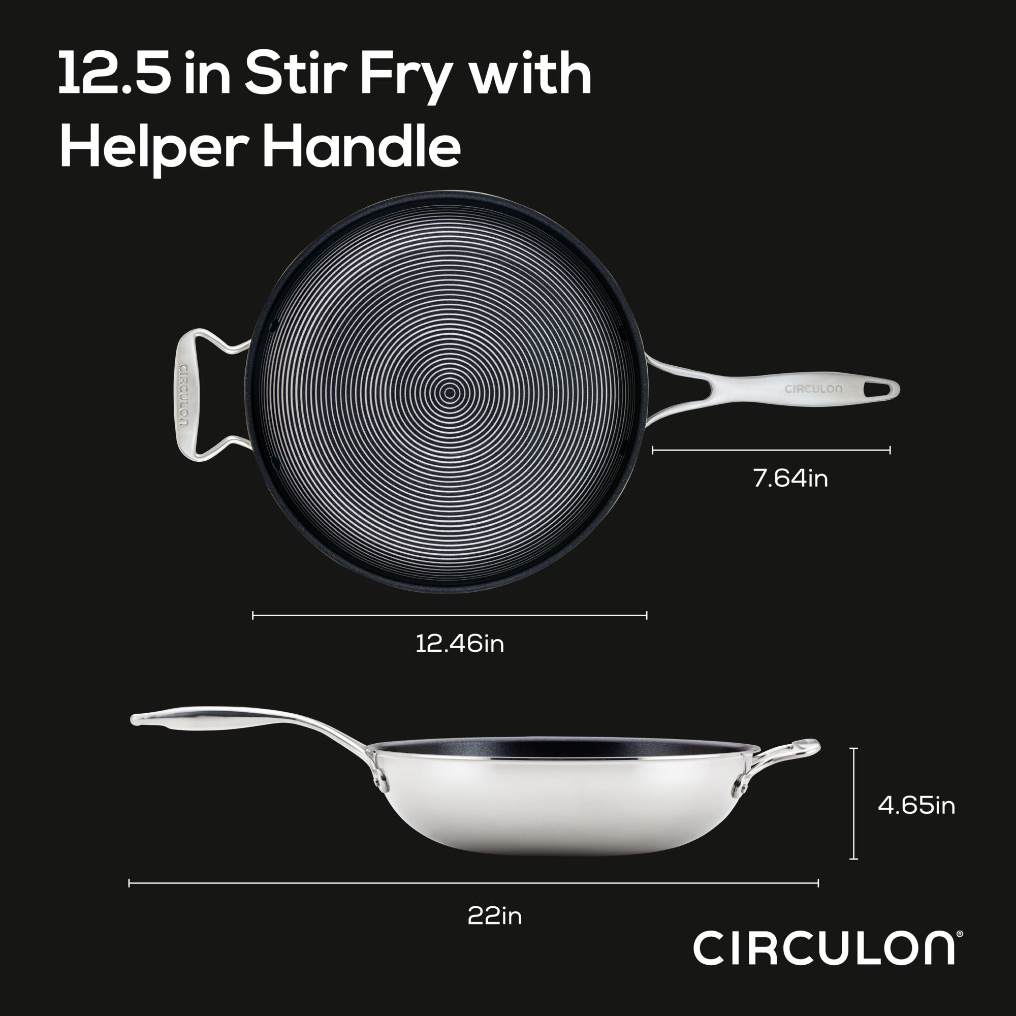 Circulon Clad Stainless Steel Stir Fry Pan with Hybrid SteelShield