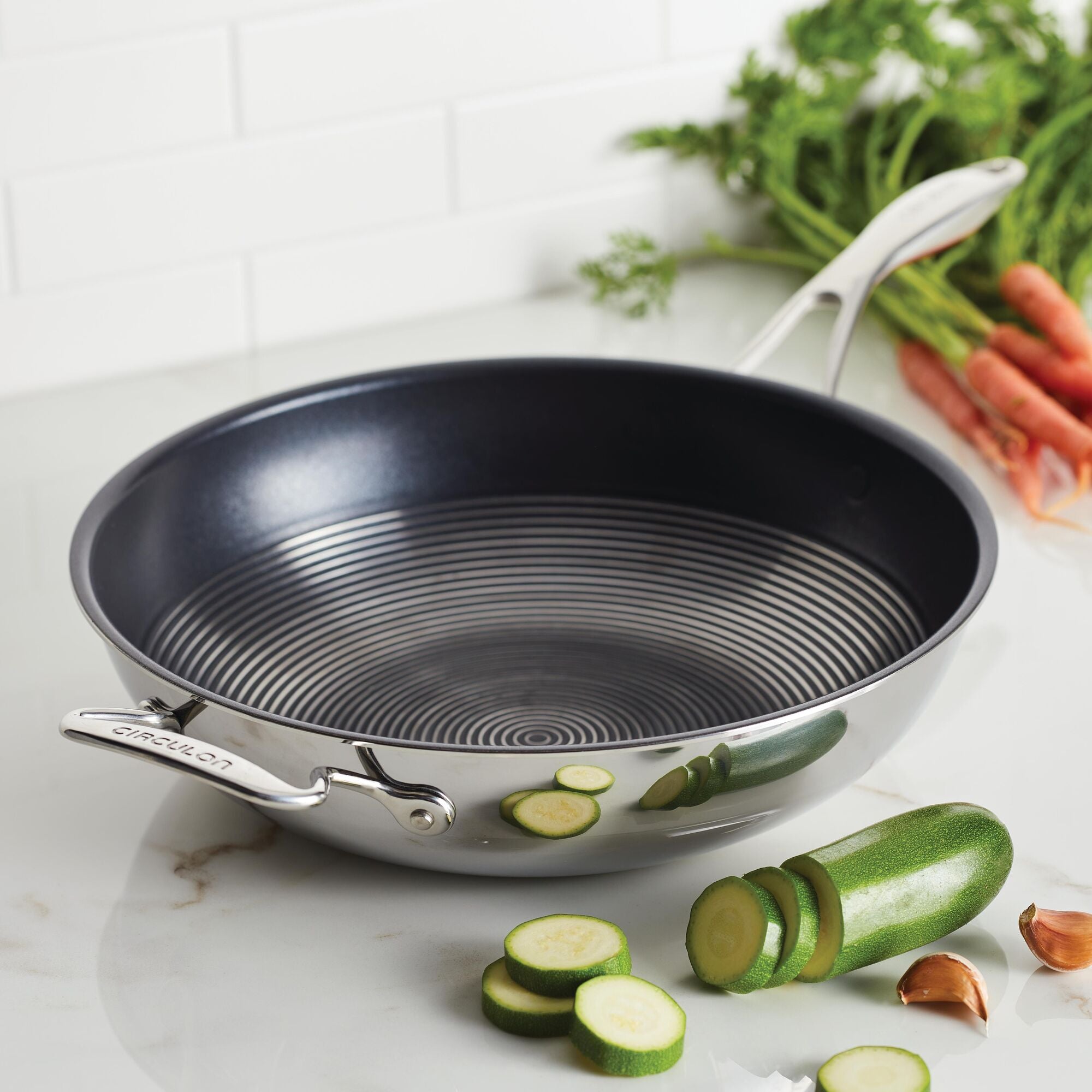 Pampered Chef 12 inch Stainless Steel Nonstick Skillet - Skillets