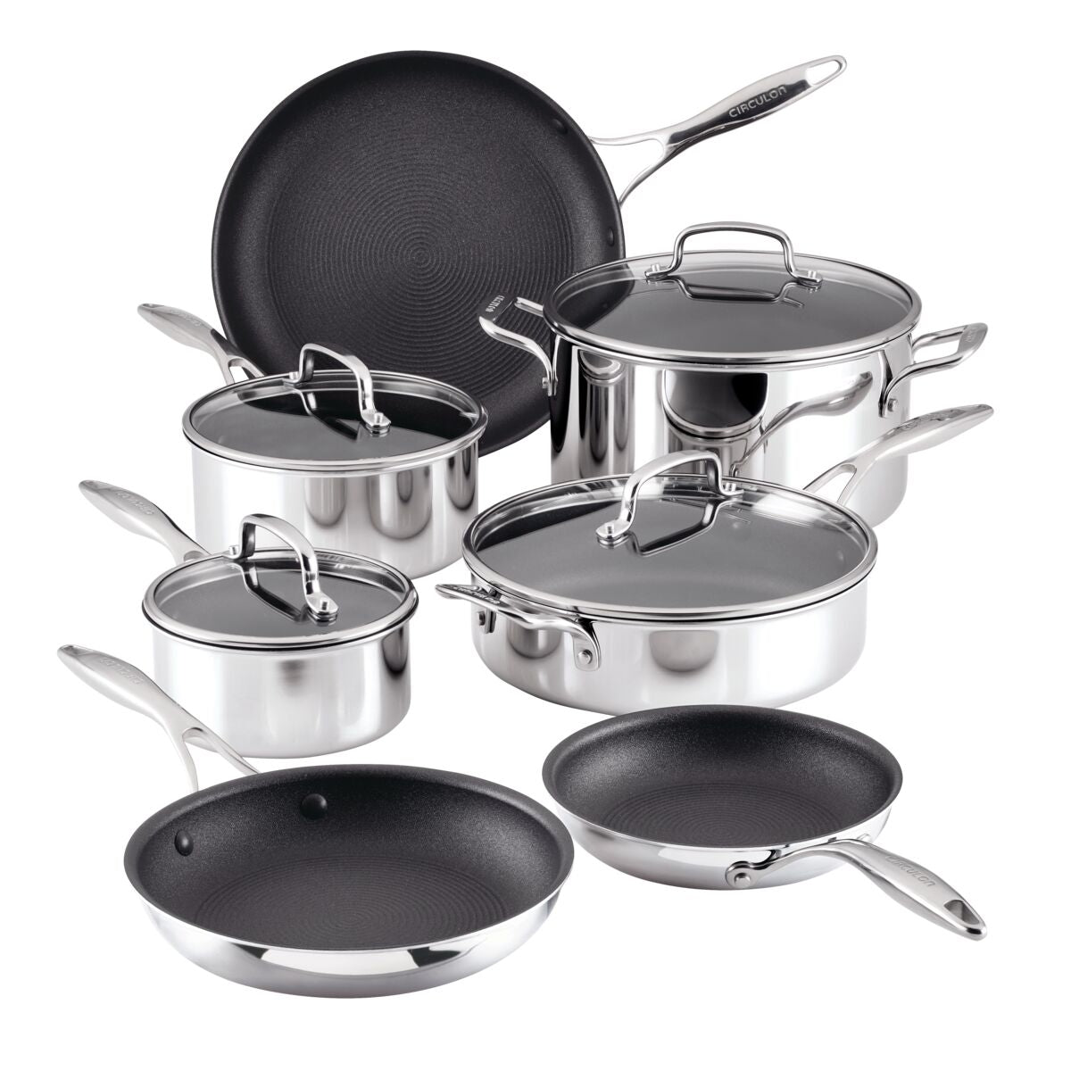 11-Piece ScratchDefense™ C1 Nonstick Cookware Set with pots and pans.