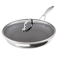 12.5-inch ScratchDefense™ C1 nonstick pan with glass lid and metal handle.