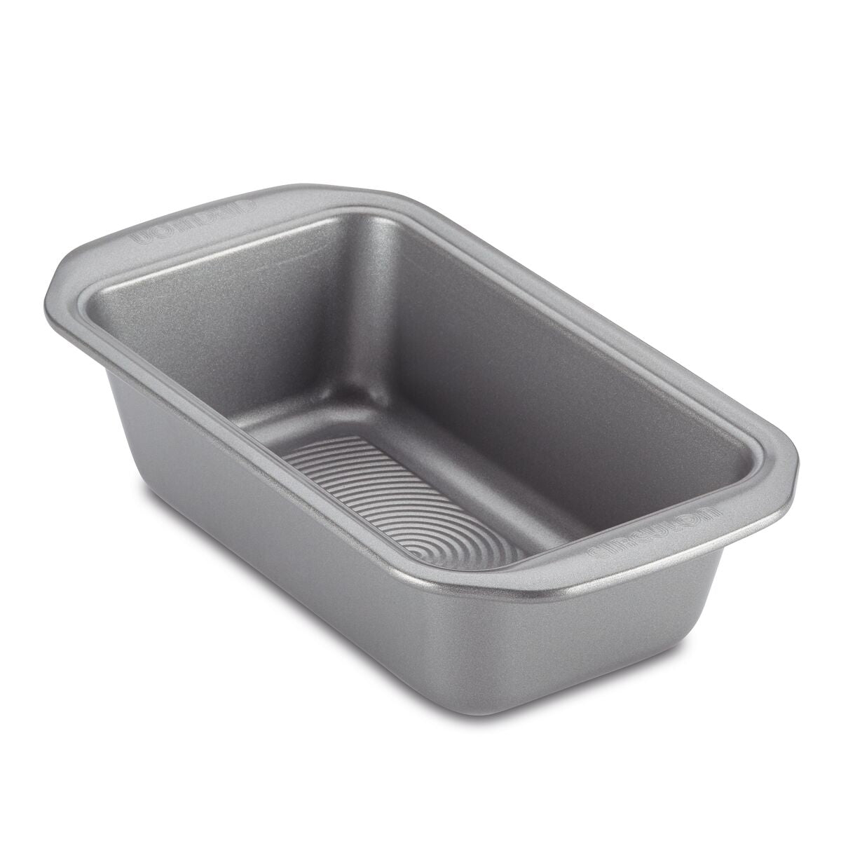 Set of 4 silver rectangular loaf pans, each with a ridged bottom surface and crafted from heavy-gauge steel for enhanced warp resistance, designed in a 9-by-5-inch size.