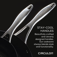 Two pots with stay-cool handles, labeled "Circulon.