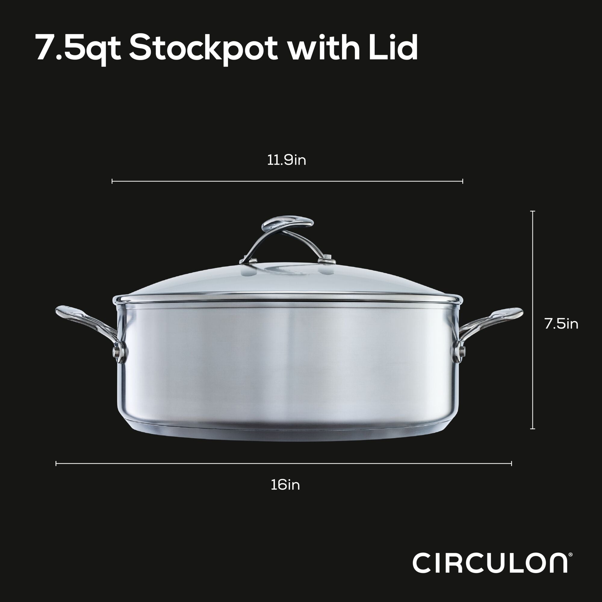 Circulon 84569 Elementum Hard Anodized Nonstick Stock Pot / Stockpot with  Lid - 7.5 Quart, Gray