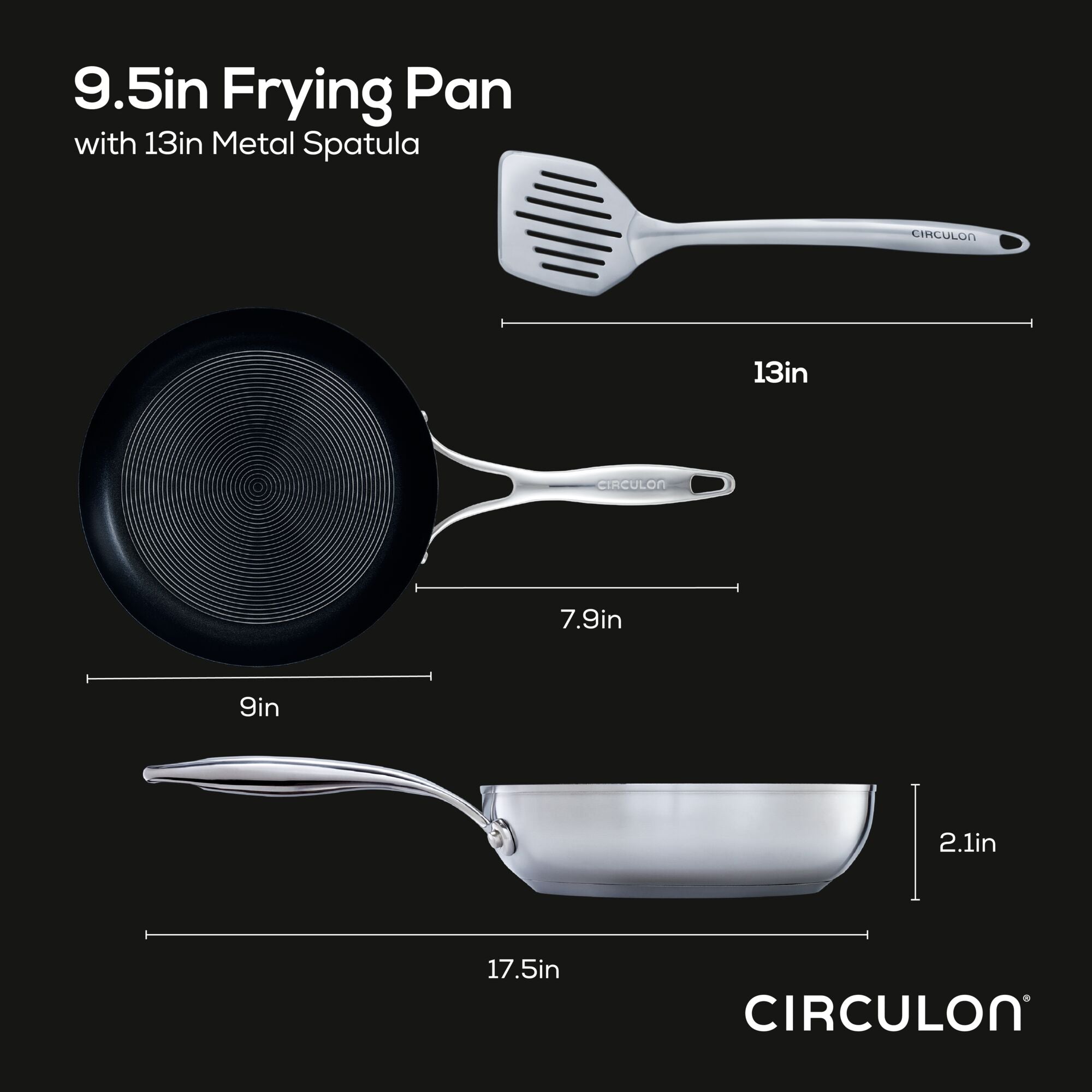 Circulon SteelShield Nonstick Stainless Steel Fry Pan and Spatula Set
