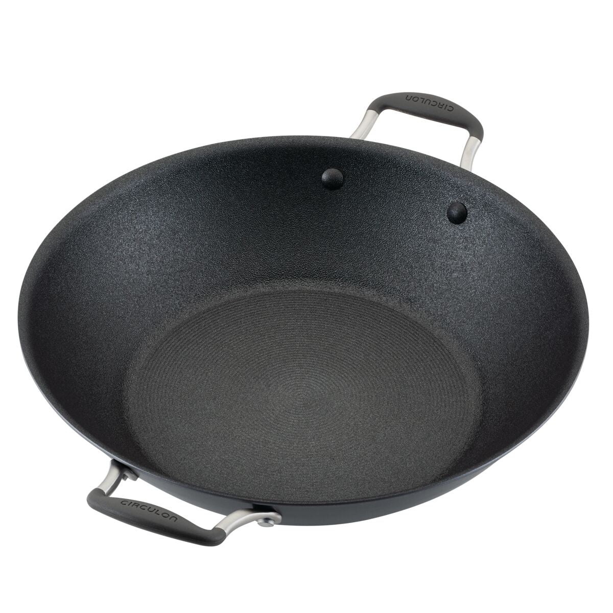 14" A1 Nonstick Wok with Lid has ScratchDefense™ Technology and metal handles.