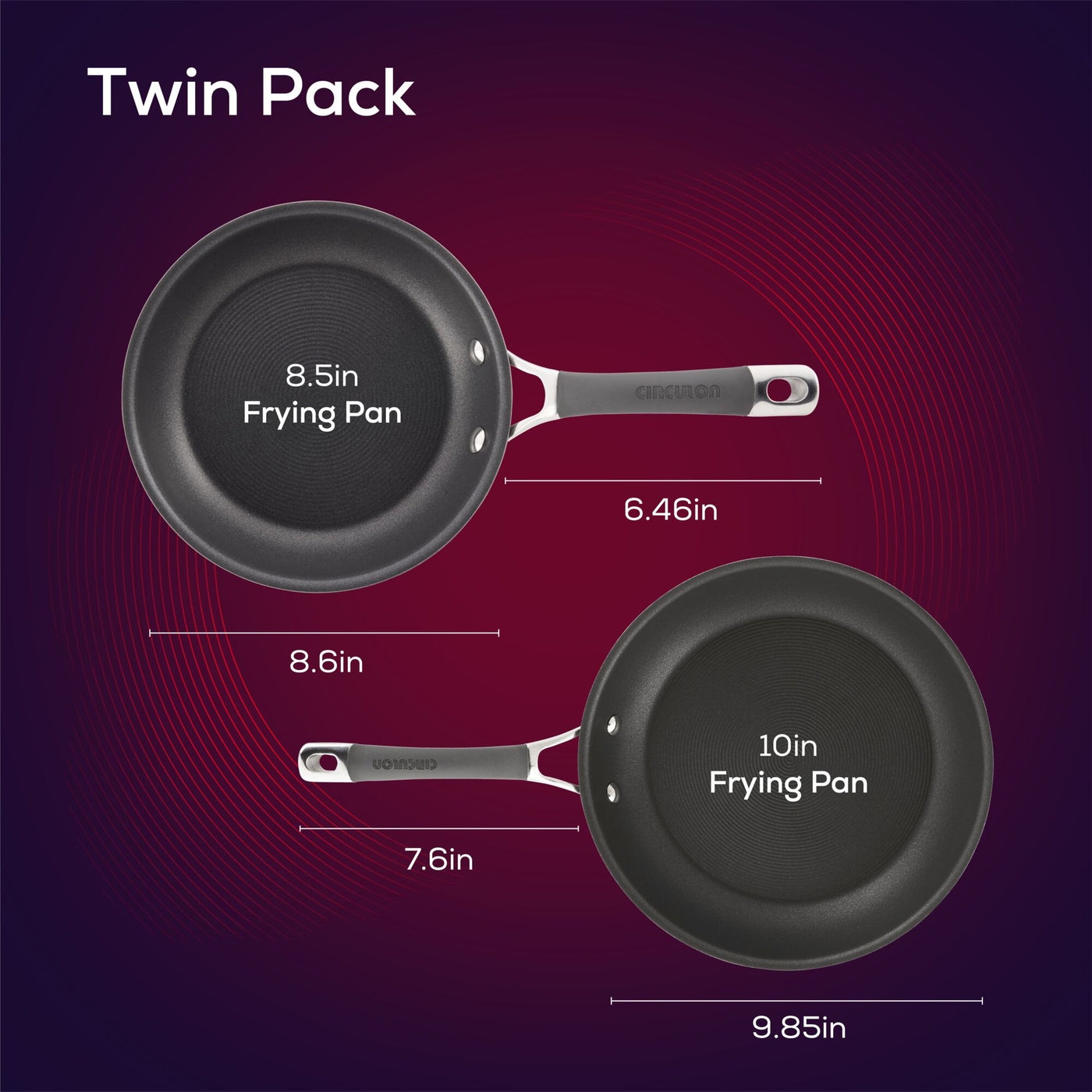 Introducing the "2-Piece Nonstick Frying Pan Set," which includes two frying pans designed with exact measurements for optimal convenience and quality. Made from durable hard-anodized cookware, these nonstick pans are also dishwasher safe, ensuring effortless cleaning.