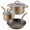 Nonstick cookware set with lids for easy cleanup.