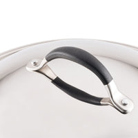 The 14-Inch Stainless Steel Domed Lid from Circulon includes a chic black silicone grip on the handle to ensure ease and safety.