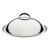 The 14-Inch Stainless Steel Domed Lid, featuring a black silicone grip handle and displayed against a plain white background, exemplifies the elegance and functionality synonymous with Circulon products.
