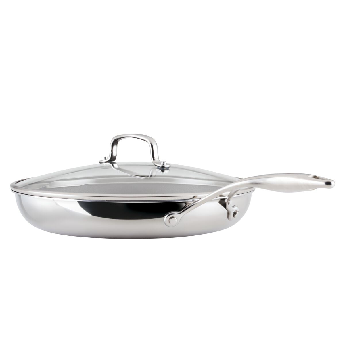 12.5-Inch ScratchDefense™ C1 Nonstick Frying Pan with Lid and Curved Handle.