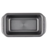Rectangular metal loaf pan with handles, viewed from above.