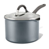 Gray 3-Quart A1 ScratchDefense™ Nonstick Saucepan with glass lid.