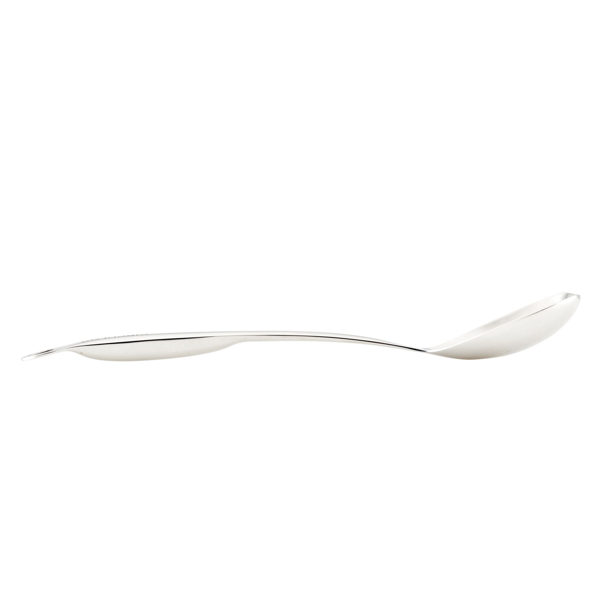 The 3-Piece Kitchen Utensils Set includes a stylish silver spoon with a modern, curved design and ergonomic handles, ensuring both comfort and elegance.