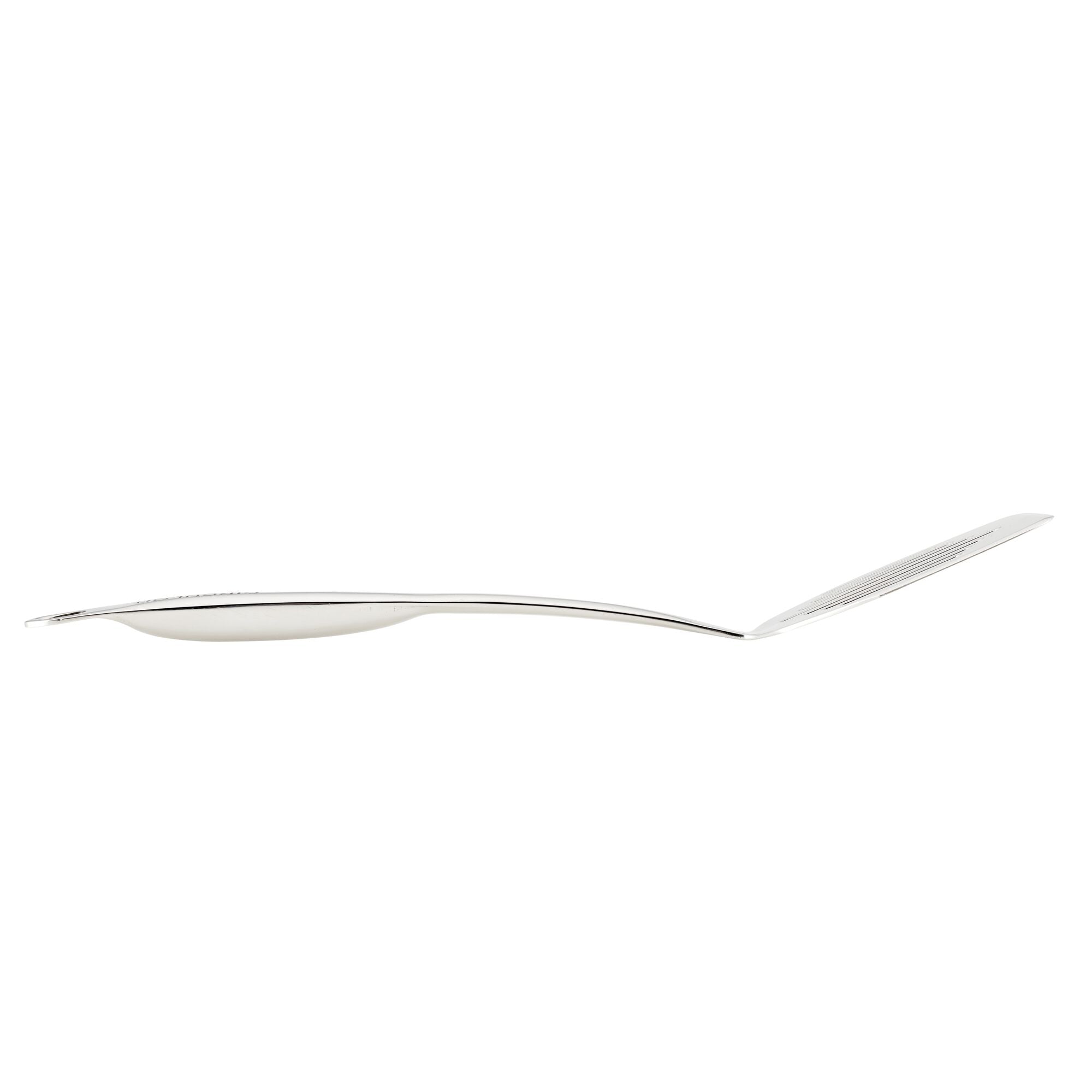 The 3-Piece Kitchen Utensils Set features a stainless steel spoon with an ergonomic bent handle, making it perfect for your kitchen collection, and it's also dishwasher safe.