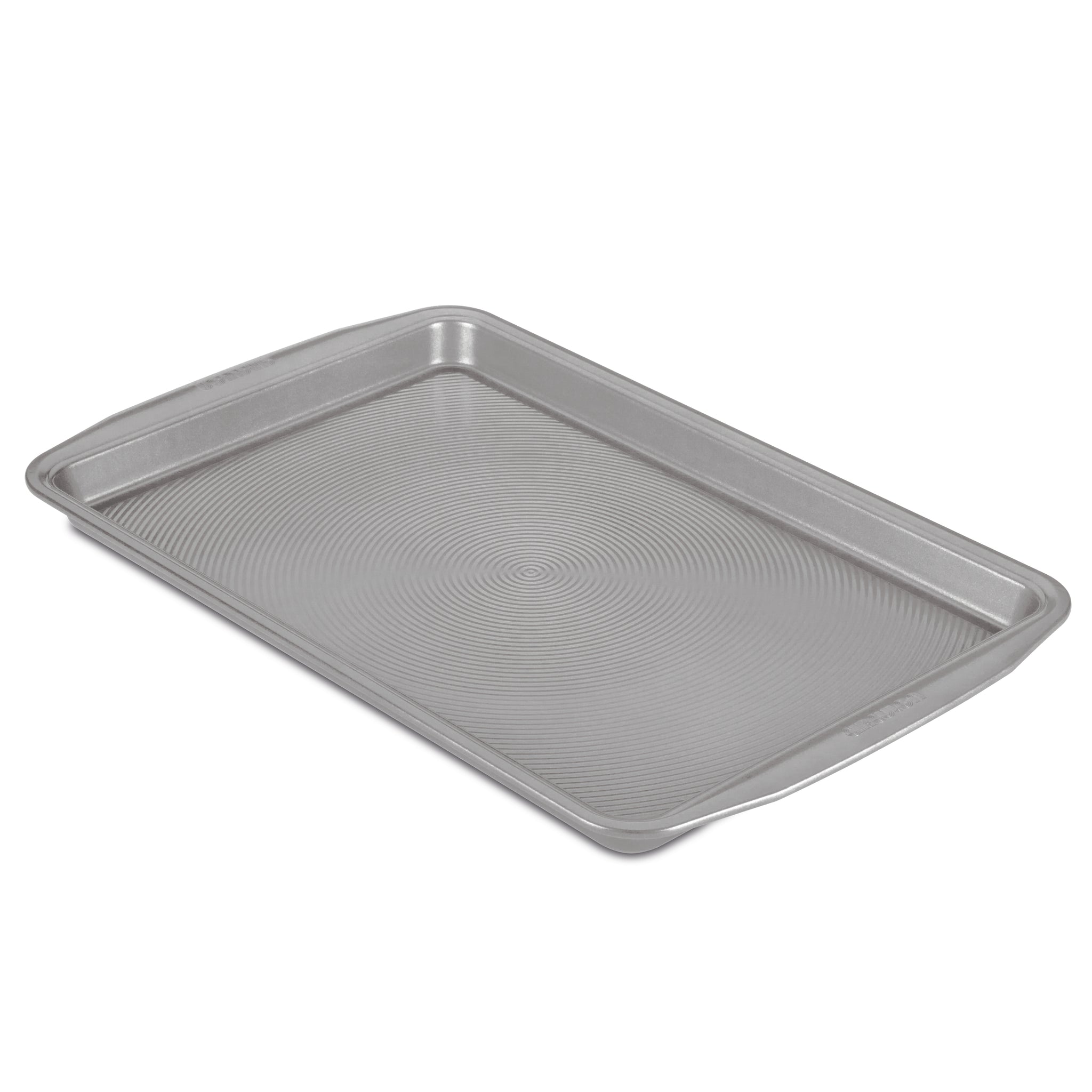 Nonstick Cookie Pan featuring a ridged surface, perfect for baking and oven-safe, shown on a white background.