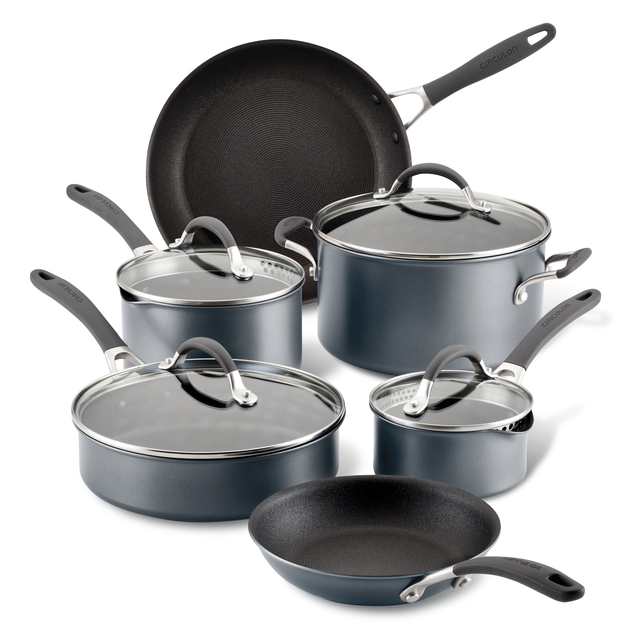 10-Piece ScratchDefense™ Nonstick Set for lasting durability.