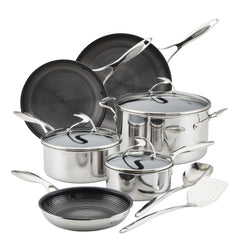 11-Piece Clad Stainless Steel and Hybrid Nonstick Cookware Set - 17