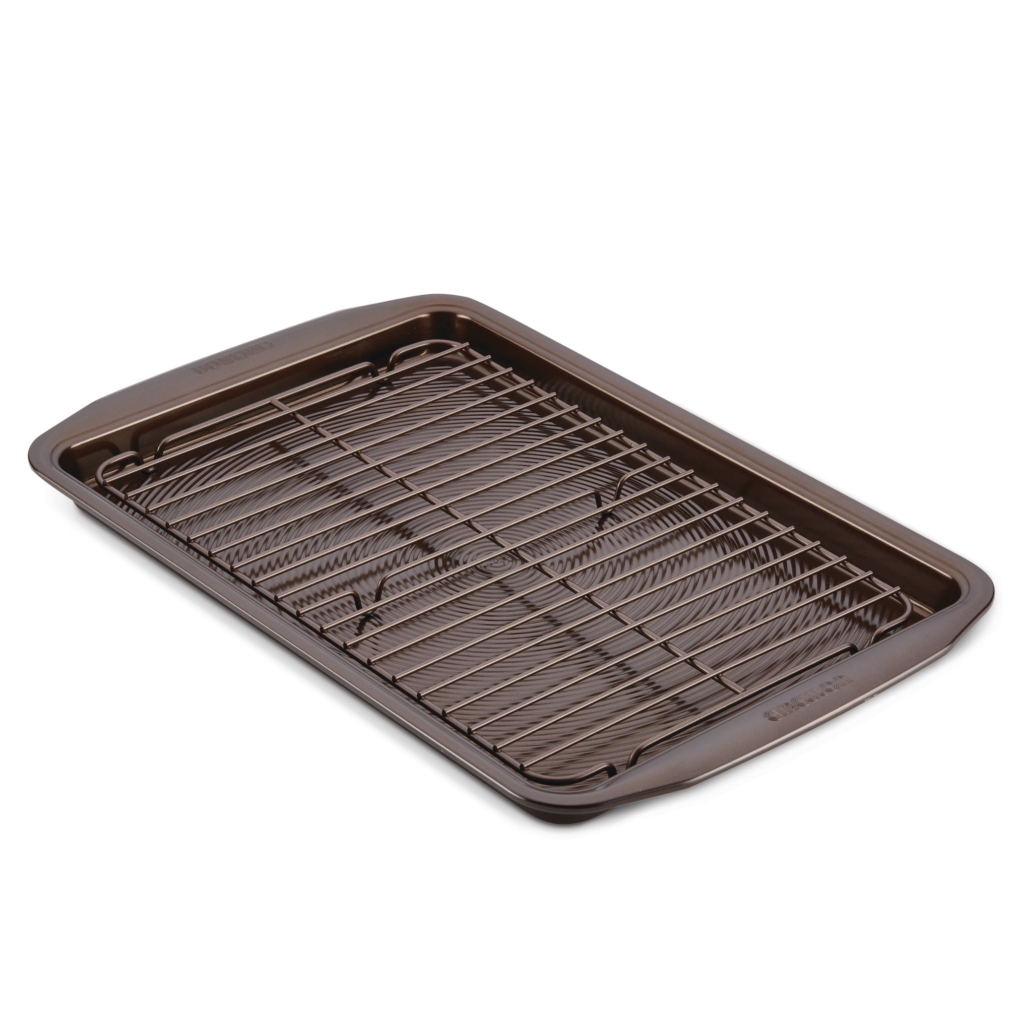 2-Piece 10" x 15" Nonstick Cookie Pan Set with removable cooling rack.