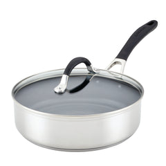 3-Quart Stainless Steel and Hybrid Nonstick Saute Pan with Lid - 22