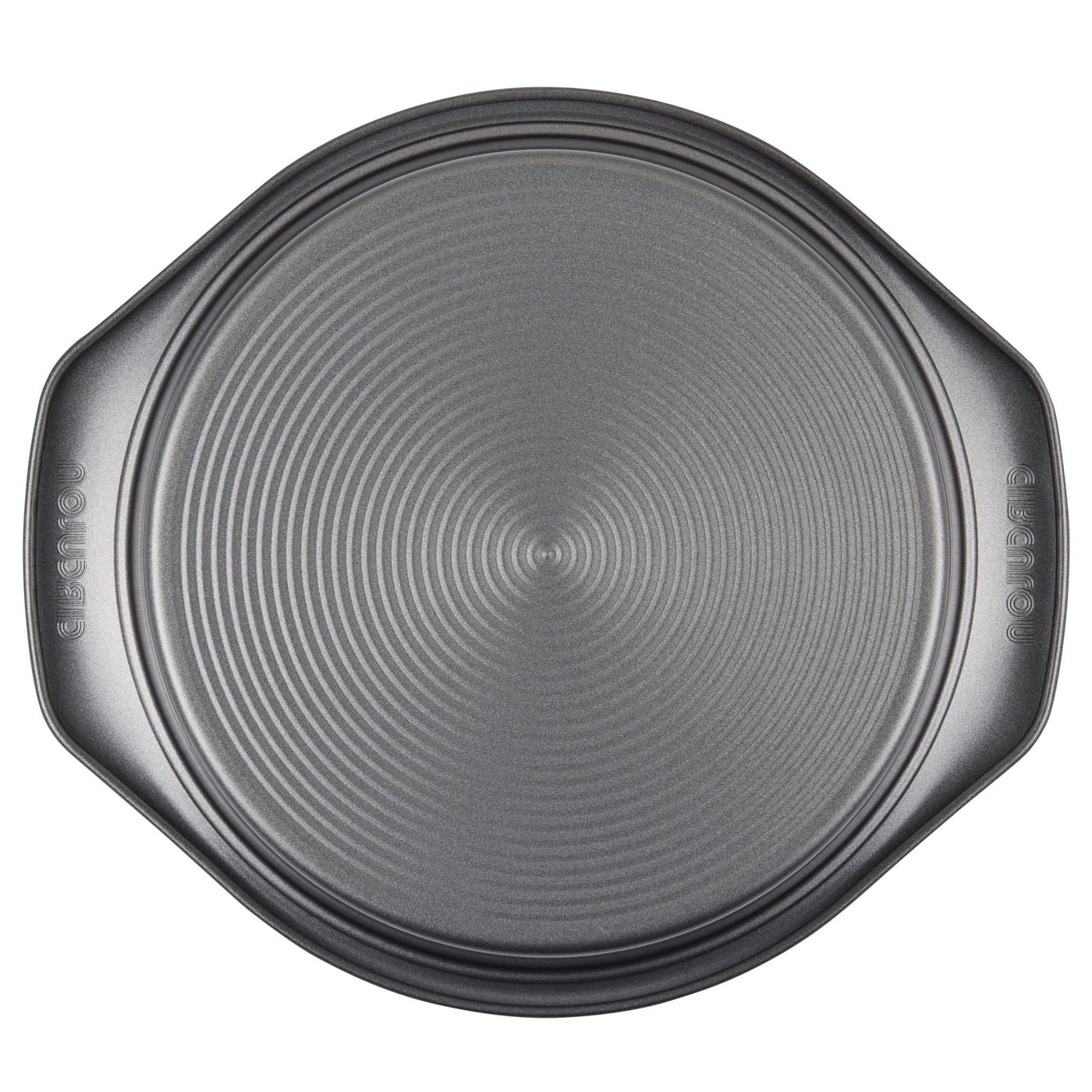 A 9-inch nonstick round cake pan with side handles, perfect for making delicious dishes, sits ready above.
