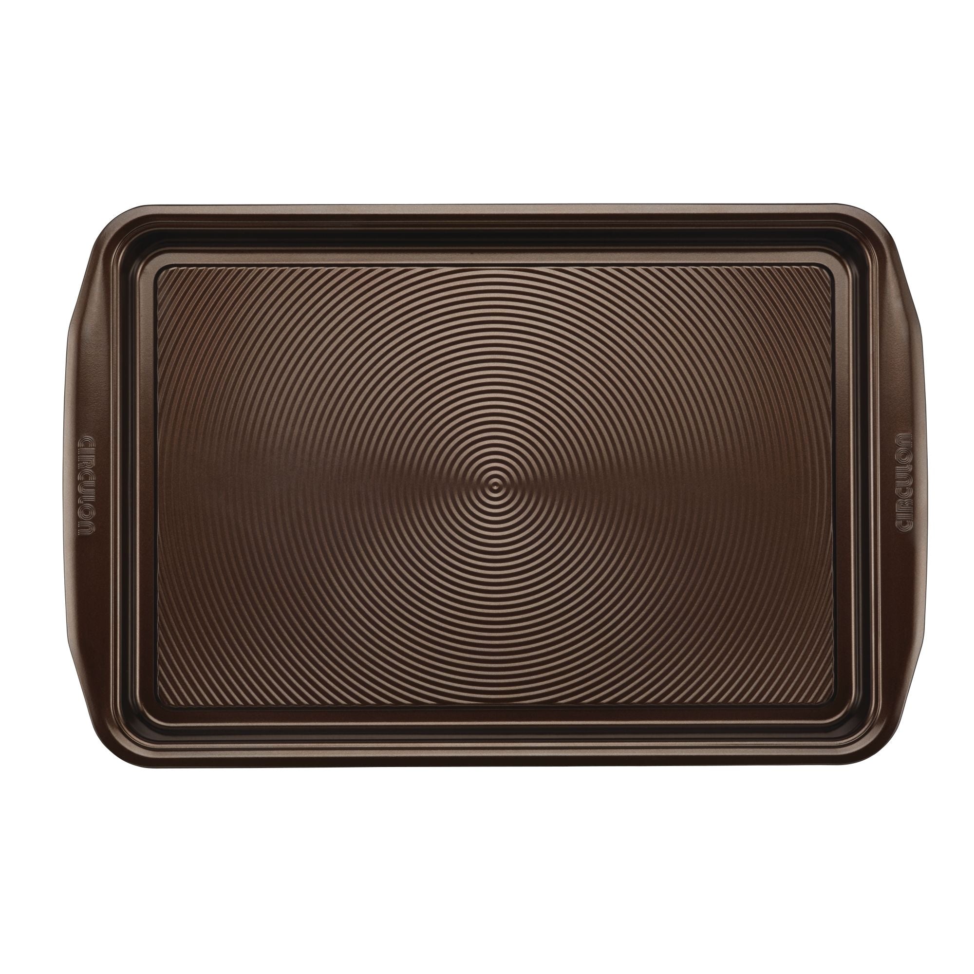 The Nonstick Cookie Pan, with its rectangular shape and spiral surface design, is perfect for evenly baking your treats and is fully oven safe.