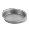 The 9-Inch Nonstick Round Cake Pan features a textured bottom, a nonstick surface, and convenient side handles. It is oven safe and perfect for all your baking needs.