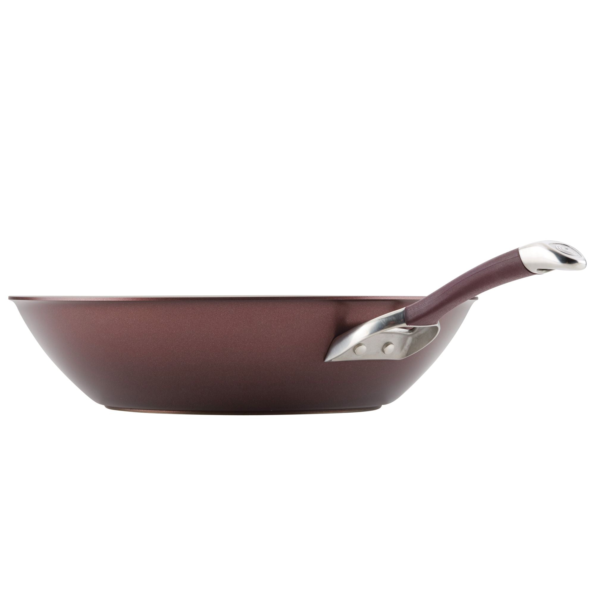 14-Inch Nonstick Stir Fry pan with a hard-anodized nonstick surface and a curved handle, set against a white background.
