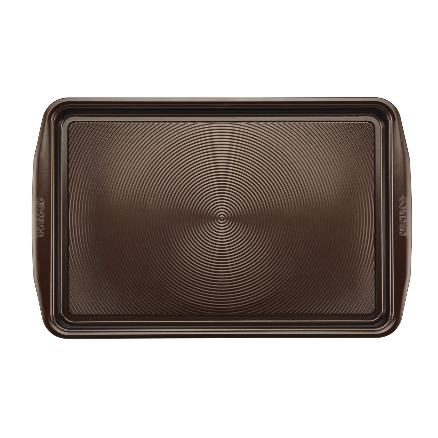 The Nonstick Cookie Pan is a rectangular option featuring a textured surface and handles, making it oven safe for all your baking needs.