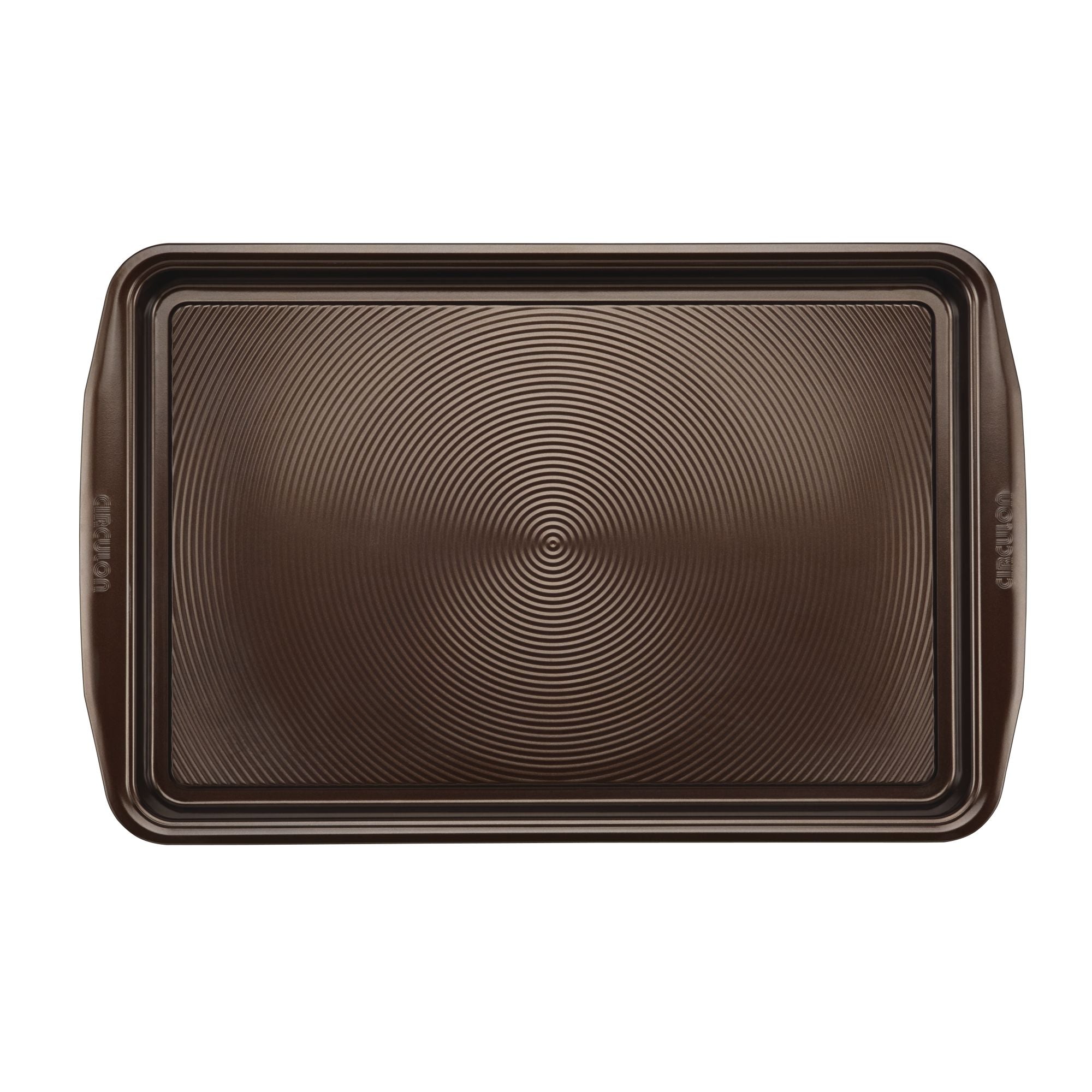 The Nonstick Cookie Pan is a rectangular option featuring a textured surface and handles, making it oven safe for all your baking needs.