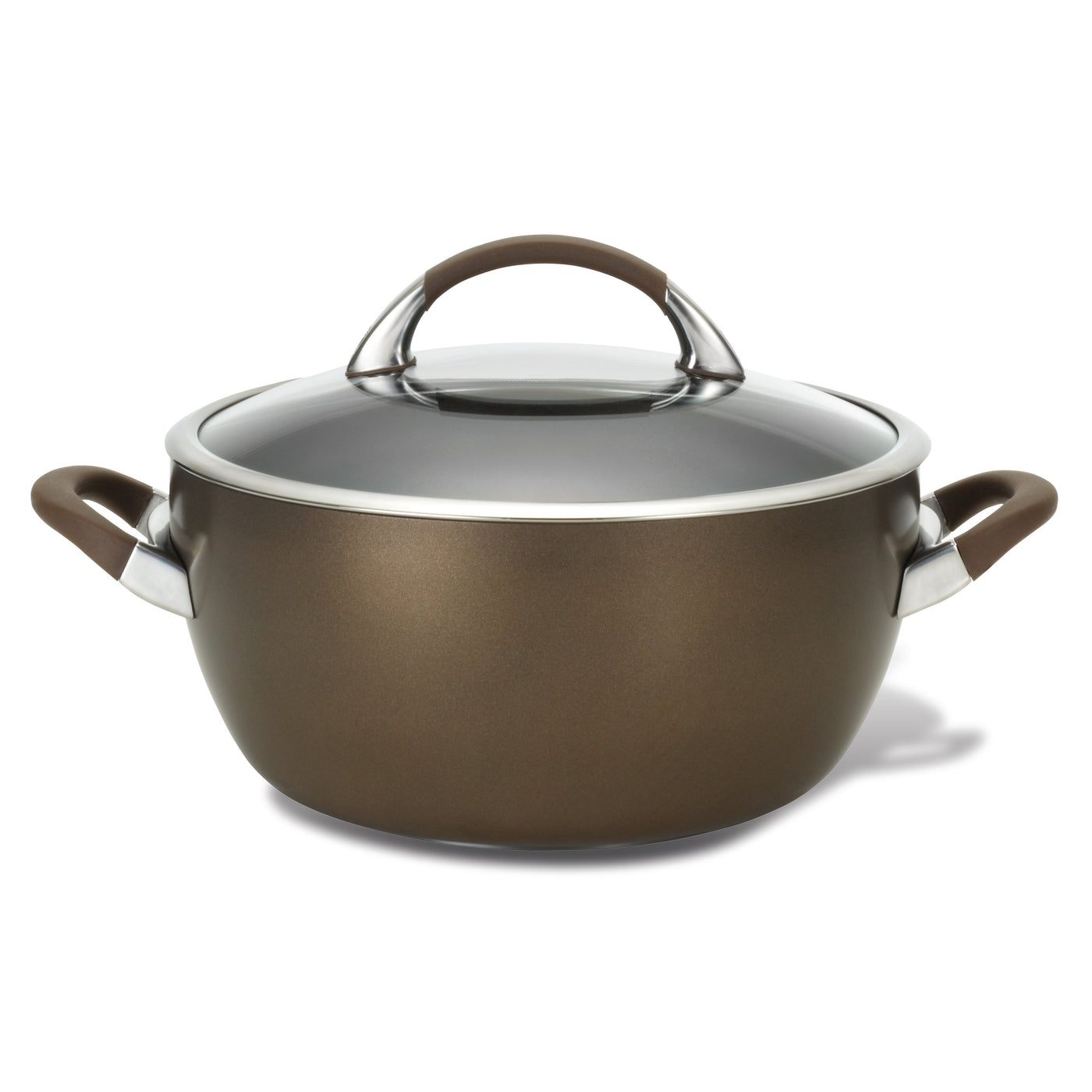 The 5.5-Quart Nonstick Casserole, equipped with a glass lid and sturdy side handles, is perfect for creating your one-pot meal masterpiece on a white background.