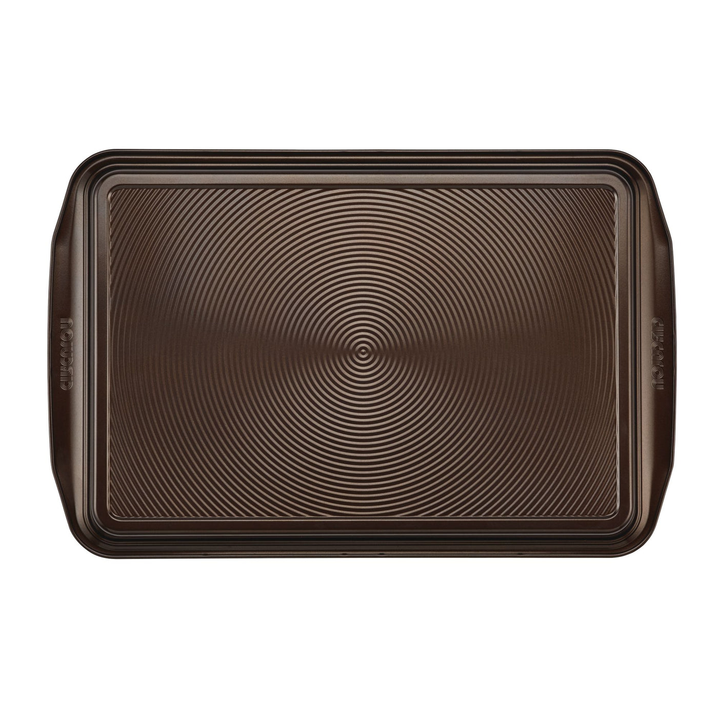 2-piece 10"x15" nonstick cookie pan set with concentric circle pattern.
