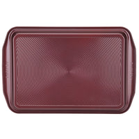 A Nonstick Cookie Pan with a rectangular shape and ridged surface, ideal for the oven, viewed from above.