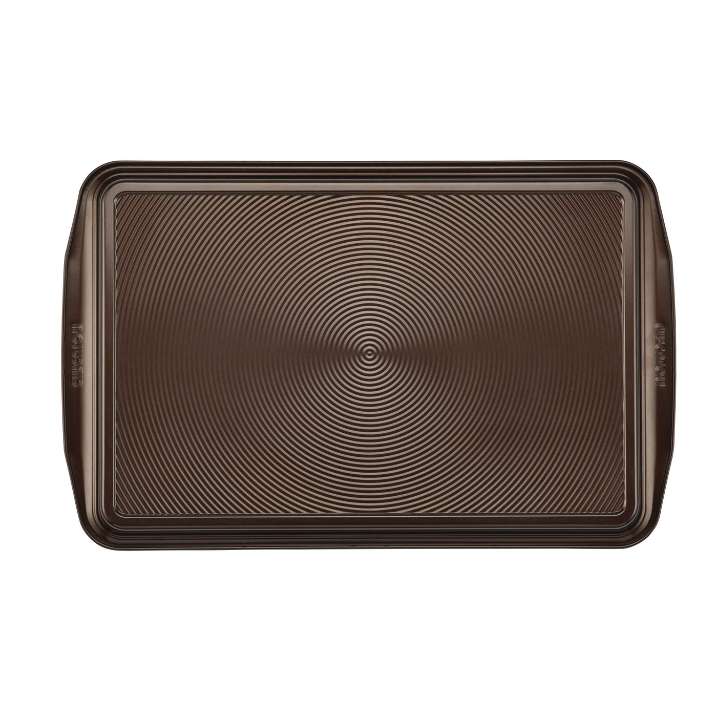 The Nonstick Cookie Pan features a rectangular design with a textured surface and two handles, making it perfect for baking your favorite treats. It's oven safe to guarantee even cooking every time.