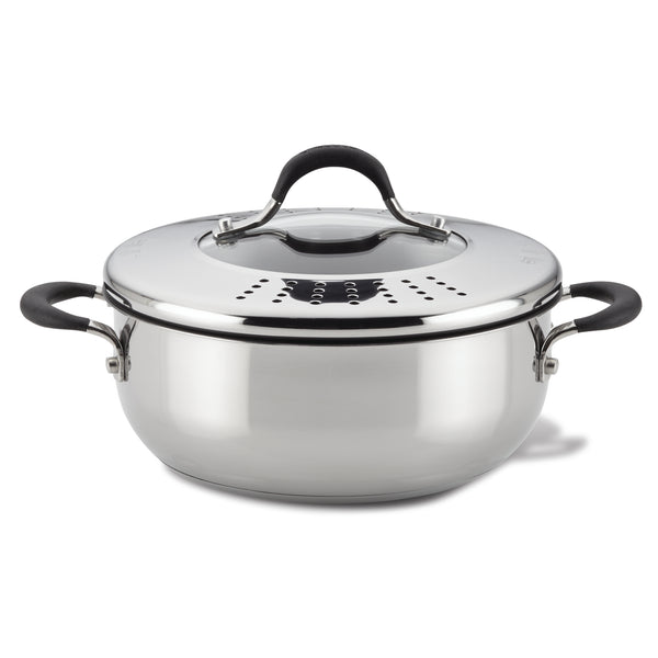 Circulon Momentum Stainless Steel Nonstick 4 qt. Covered Casserole with Locking Lid